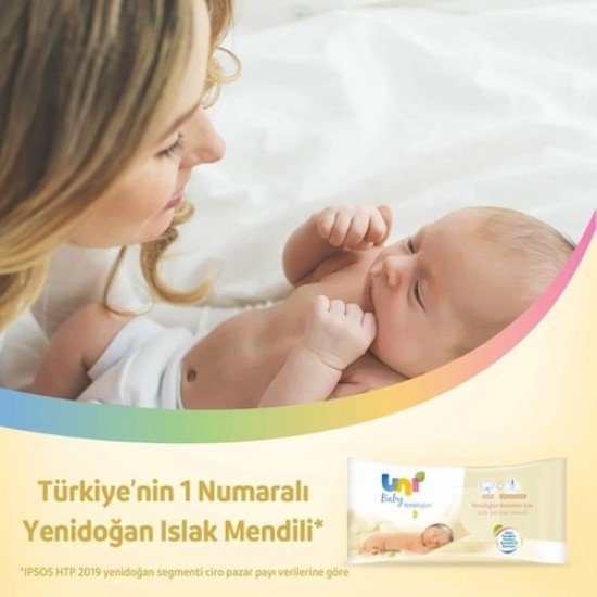 Uni Baby Yenidoğan Islak Pamuk Mendil 3lü 120 Yaprak