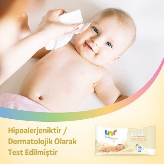 Uni Baby Yenidoğan Islak Pamuk Mendil 3lü 120 Yaprak
