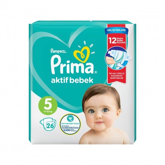 Prima Bebek Bezi Aktif Bebek 5 Beden 26 Adet Junior İkiz Plus Paket