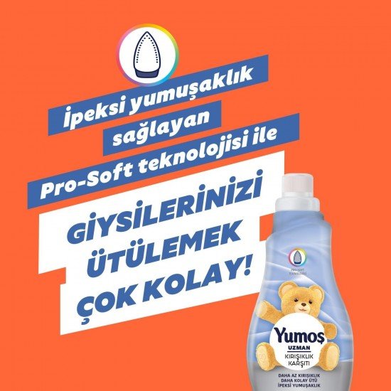 Yumoş Uzman Bakım Kırışıklık Karşıtı Konsantre Çamaşır Yumuşatıcı 1200 ML 50 Yıkama