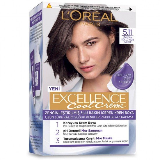 Loreal Paris Excellence Cool Creme Saç Boyası - 5.11 Ekstra Küllü Açık Kahve