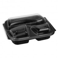 3 Bölmeli Kapaklı Gıda Kabı Mikrodalga Fırına Uygun 10 Adet