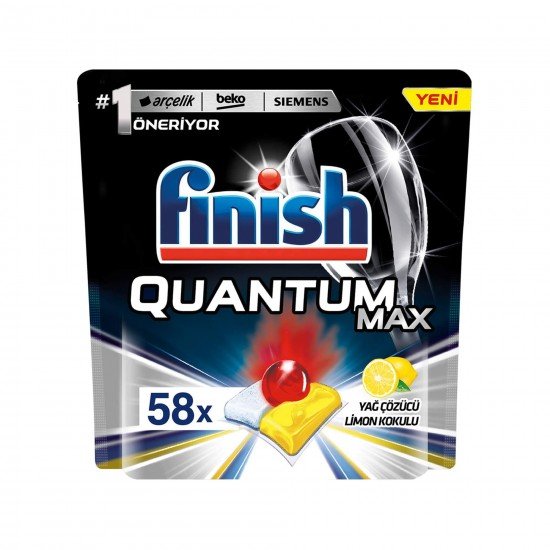 Finish Quantum Max Bulaşık Makinesi Deterjanı 58 Kapsül Limonlu 1 Paket (1 x 58 g)
