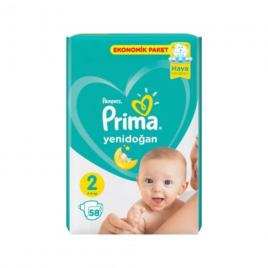 Prima Bebek Bezi Yeni Bebek 2 Beden 58 Adet Mini Ekonomik Paket