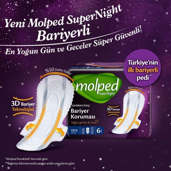 Molped SuperNight Hijyenik Ped Süper Gece  Avantaj Paket 16lı