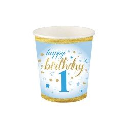 Roll-Up Happy Birthday 1 Yaş Mavi Karton Bardak 8'Li Roll-Up Happy Birthday 1 Yaş Mavi Karton Bardak 8'Li