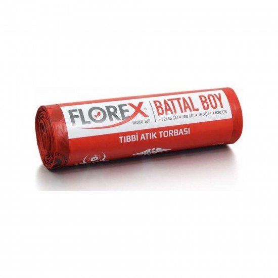 Florex Tıbbı Atık Baskılı Battal Boy Çöp Torbası 72 X 95 Cm