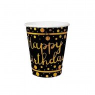 Roll-Up Happy Birthday Siyah Gold Puantiyeli Karton Bardak 8'Li Roll-Up Happy Birthday Siyah Gold Puantiyeli Karton Bardak 8'Li
