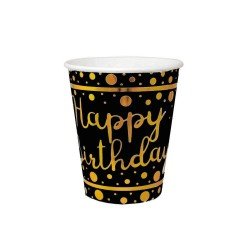 Roll-Up Happy Birthday Siyah Gold Puantiyeli Karton Bardak 8'Li Roll-Up Happy Birthday Siyah Gold Puantiyeli Karton Bardak 8'Li