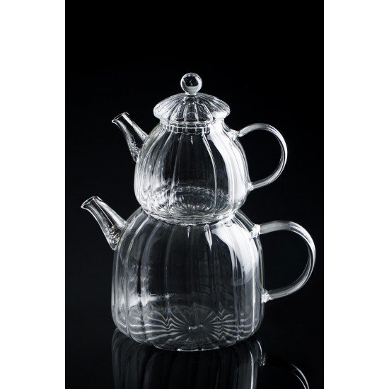 Acar Milly Çizgili Cam Çaydanlık - 2100 Ml Acar Milly Çizgili Cam Çaydanlık - 2100 Ml