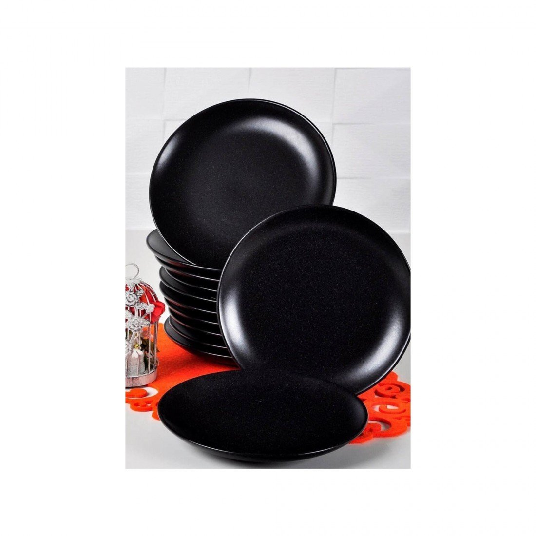 Acar Seramik Mat Siyah Pasta Tabağı 20Cm