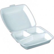 Anı 3 Gözlü Kapaklı Köpük Tabldot Servis Tabak 50'li Paket ANI/23A-1