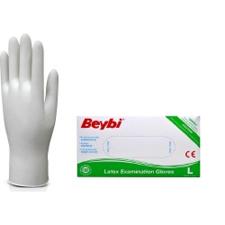 Beybi Eldiven Lateks Pudralı Muayene Eldiveni L 100 Adet Beybi Eldiven Lateks Pudralı Muayene Eldiveni L 100 Adet