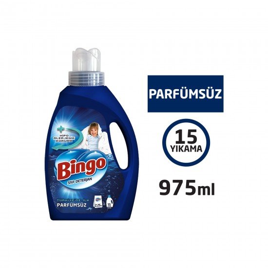 Bingo Parfümsüz Sıvı Çamaşır Deterjanı 975 ml
