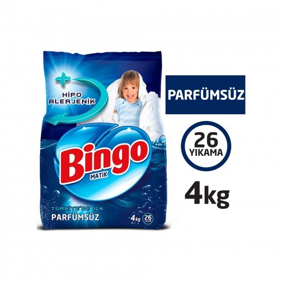 Bingo Parfümsüz Toz Çamaşır Deterjanı 4 kg 26 Yıkama Bingo Parfümsüz Toz Çamaşır Deterjanı 4 kg 26 Yıkama