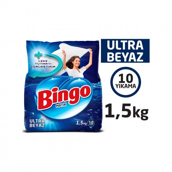 Bingo Ultra Beyaz Toz Çamaşır Deterjanı 1,5 kg