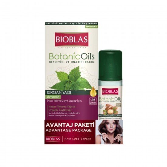 Bioblas Botanic Oils Isırgan Yağı Şampuan 360 Ml + Argan Yağlı Sıvı Saç Kremi 200 Ml