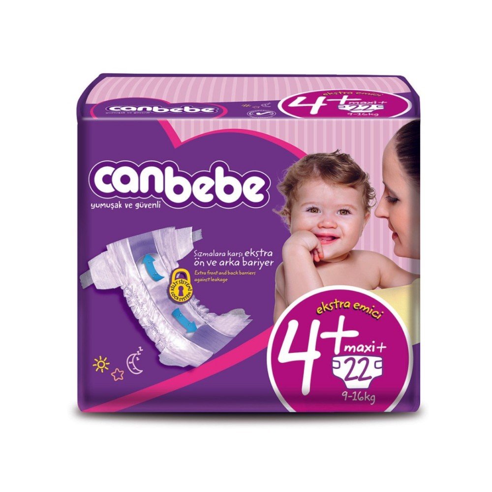 Canbebe Bebek Bezi Süper Ekonomik 4+ Beden 22 Adet