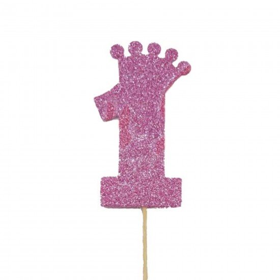 Eva Taclı Rakam 1 Pembe 20 cm