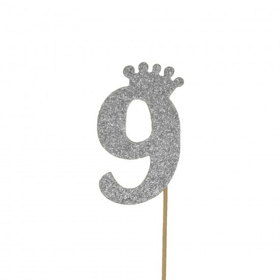 Eva Taclı Rakam 9 Gümüş 20 cm Eva Taclı Rakam 9 Gümüş 20 cm