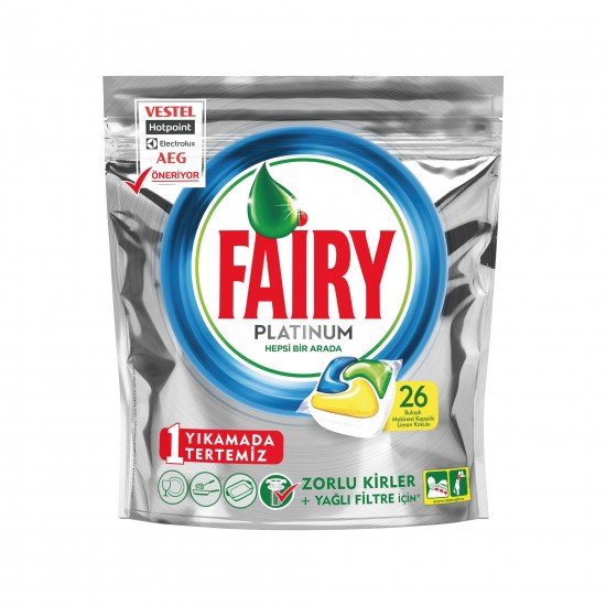 Fairy Platinum Bulaşık Makinesi Deterjanı Kapsülü Limon Kokulu 26 Yıkama