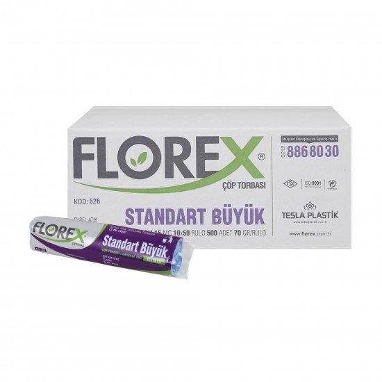 Florex Standart Büyük Boy Çöp Torbası Siyah 10 Adet 65 X 80 Cm 1 Koli 50 Rulo Florex Standart Büyük Boy Çöp Torbası Siyah 10 Adet 65 X 80 Cm 1 Koli 50 Rulo