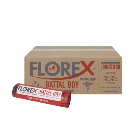 Florex Tıbbı Atık Baskılı Battal Boy Çöp Torbası 10 Adet 72 X 95 Cm 1 Koli 10 Rulo Florex Tıbbı Atık Baskılı Battal Boy Çöp Torbası 10 Adet 72 X 95 Cm 1 Koli 10 Rulo