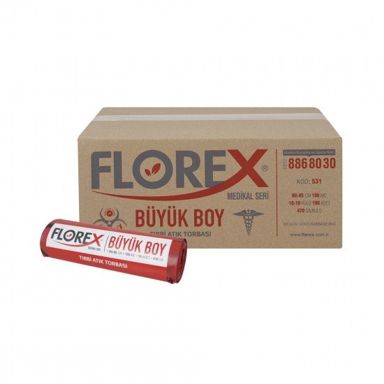 Florex Tıbbı Atık Baskılı Büyük Çöp Torbası 10 Adet 60 X 85 Cm 1 Koli 10 Rulo Florex Tıbbı Atık Baskılı Büyük Çöp Torbası 10 Adet 60 X 85 Cm 1 Koli 10 Rulo