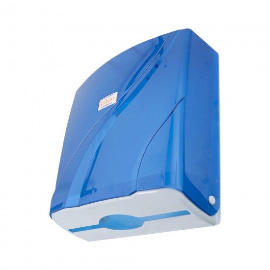Flosoft Z Katlı Kağıt Havlu Dispenseri Şeffaf Mavi 300 Yaprak Kapasiteli