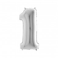 Folyo Balon Rakam 1 Gümüş 40 İnc 100 Cm