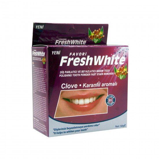 Fresh White Diş Parlatıcı Ve Beyazlatıcı Bakım Tozu Karanfil Aromalı 50G Fresh White Diş Parlatıcı Ve Beyazlatıcı Bakım Tozu Karanfil Aromalı 50G
