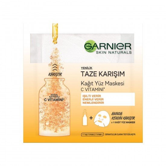 Garnier Taze Karışım Kağıt Yüz Maskesi Vitamin C Garnier Taze Karışım Kağıt Yüz Maskesi Vitamin C