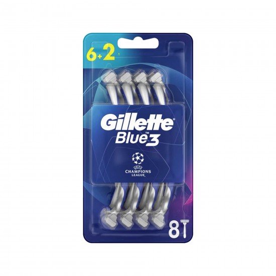 Gillette Blue3 Tıraş Bıçağı Football 6+2li Şampiyonlar Ligi Paketi