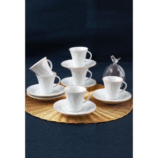 Güral Porselen Soprano Kahve Fincan Takımı Çift File 6 Kişilik