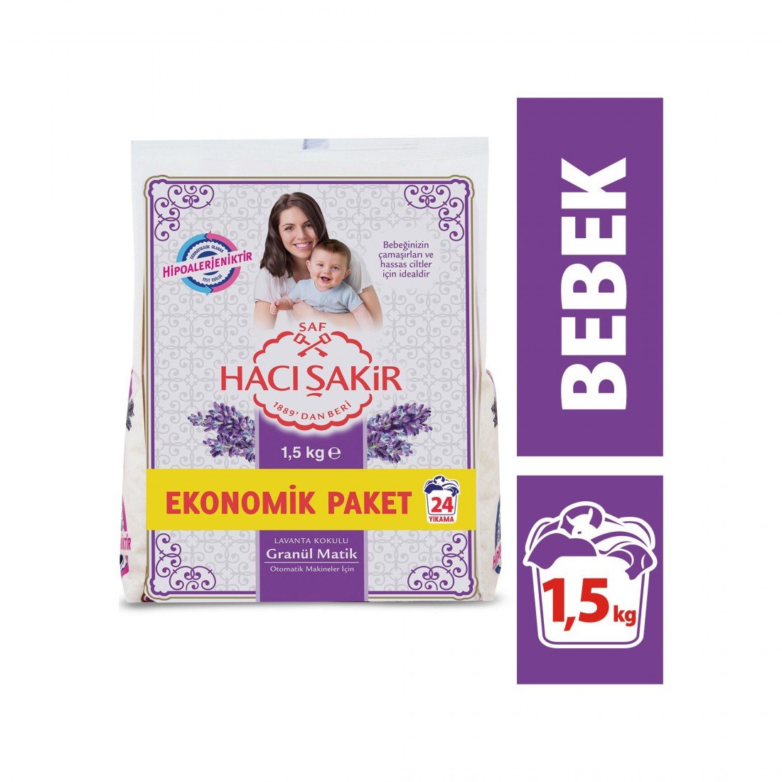 Hacı Şakir Bebek Çamaşır Deterjanı Granülmatik Lavanta 1500 GR