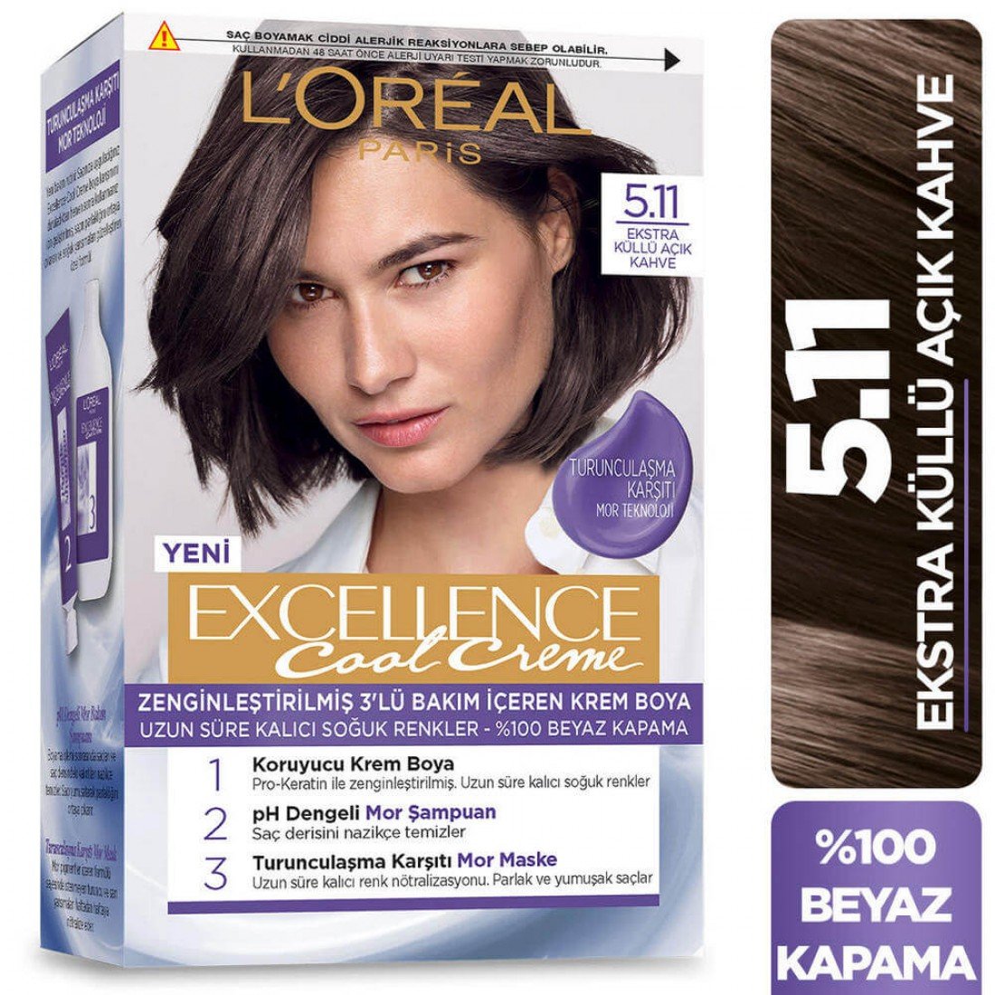 Loreal Paris Excellence Cool Creme Saç Boyası 5.11 Ekstra Küllü Açık