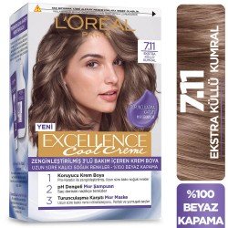 Loreal Paris Excellence Cool Creme Saç Boyası - 7.11 Ekstra Küllü Kumral Loreal Paris Excellence Cool Creme Saç Boyası - 7.11 Ekstra Küllü Kumral