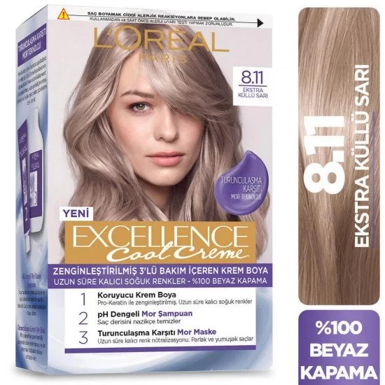 Loreal Paris Excellence Cool Creme Sac Boyasi 8 11 Ekstra Kullu Sari