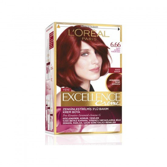 Loreal Paris Excellence Creme Saç Boyası 6.66 Koyu Kumral Yoğun Kızıl Loreal Paris Excellence Creme Saç Boyası 6.66 Koyu Kumral Yoğun Kızıl