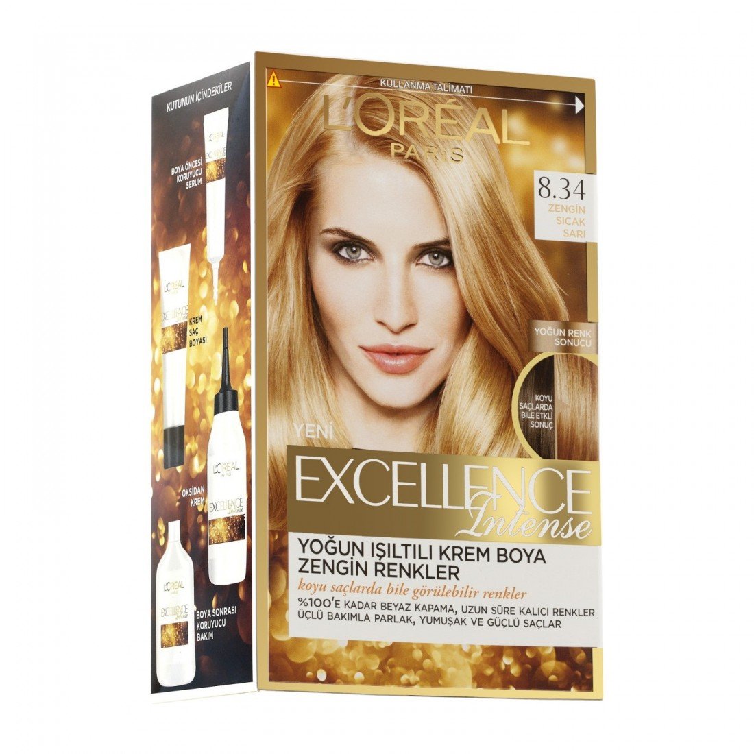 Лицо лореаль париж. Loreal Excellence 8.34. Loreal Excellence 8.34 название цвета.