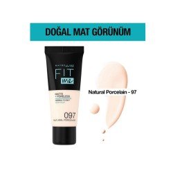 Maybelline Mat Fondöten - Fit Me Matte + Poreless Foundation 97 Natural Porcelain Maybelline Mat Fondöten - Fit Me Matte + Poreless Foundation 97 Natural Porcelain