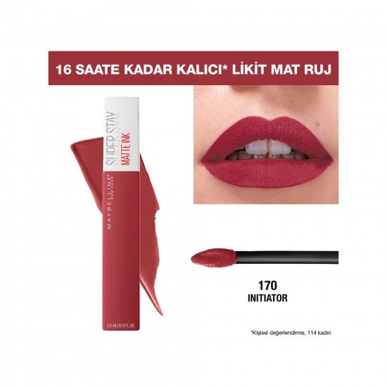 Maybelline New York Super Stay Matte Ink Likit Mat Ruj - 170 Initiator - Pembe Maybelline New York Super Stay Matte Ink Likit Mat Ruj - 170 Initiator - Pembe