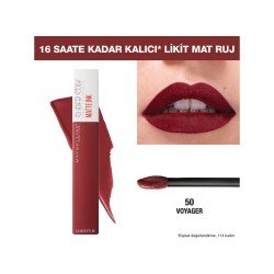 Maybelline New York Super Stay Matte Ink Likit Mat Ruj - 50 Voyager - Bordo Maybelline New York Super Stay Matte Ink Likit Mat Ruj - 50 Voyager - Bordo