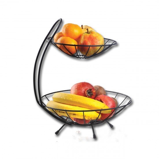 Nilşah İki Katlı Meyvelik Metal Siyah