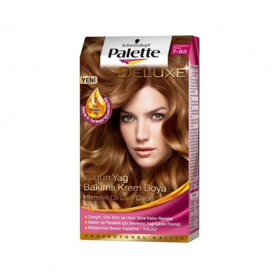 Palette Deluxe Yoğun Yağ Bakımlı Saç Boyası 7-65 Altın Parıltılı Toffee