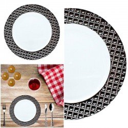 Porselen Görünümlü Dekorlu Lüx Mika Tabak 18 cm - 6 Adet Porselen Görünümlü Dekorlu Lüx Mika Tabak 18 cm - 6 Adet