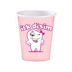Roll-Up Karton Bardak Pembe İlk Dişim 8 Li  Roll-Up Karton Bardak Pembe İlk Dişim 8 Li