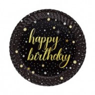 Roll-Up Işıltılı Doğum Günü Karton Tabak 23 cm 8'li