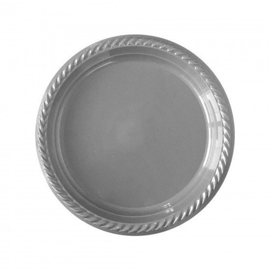 Roll-up Gümüş Plastik Tabak 22 cm 25li