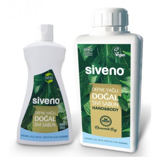 Siveno Defne Yağlı Doğal Sıvı Sabun 1000 ml + 300 Ml Hediye Siveno Defne Yağlı Doğal Sıvı Sabun 1000 ml + 300 Ml Hediye